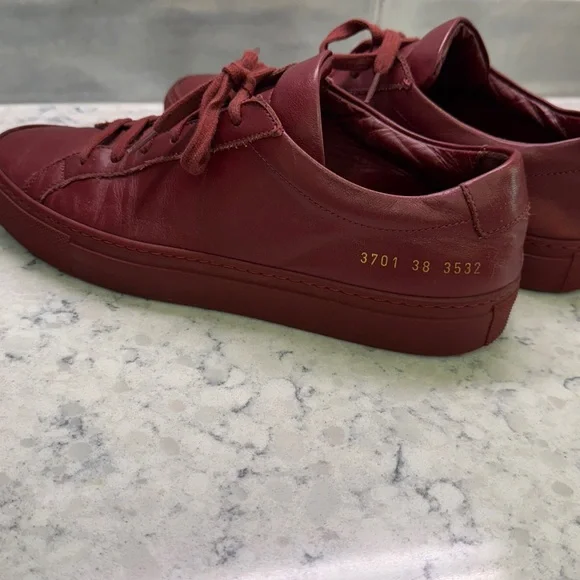 Common Projects Achilles Low BRICK (Wine) Leather Sneakers HTF Sz 38 WOMAN - Picture 11 of 11